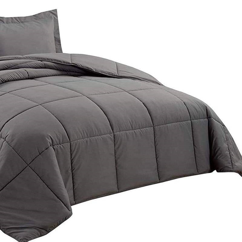 Twin Size Reversible Microfiber Down Alternative Comforter Set in Grey