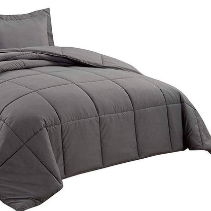 Twin Size Reversible Microfiber Down Alternative Comforter Set in Grey