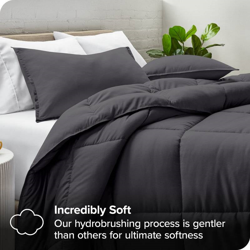 Twin Size All Season Super Soft Down Alternative Comforter Set Grey