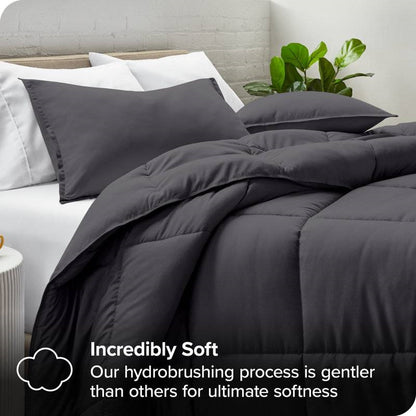 Twin Size All Season Super Soft Down Alternative Comforter Set Grey