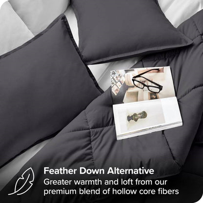 Twin Size All Season Super Soft Down Alternative Comforter Set Grey