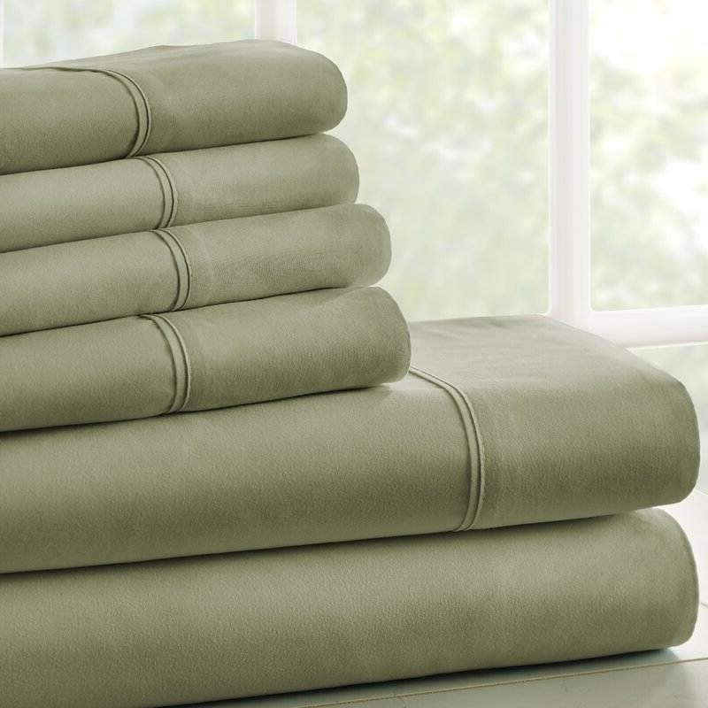 Twin XL, Sage 4 PCS Supreme Softness Wrinkle Resistant Microfiber/Polyester Sheet Set