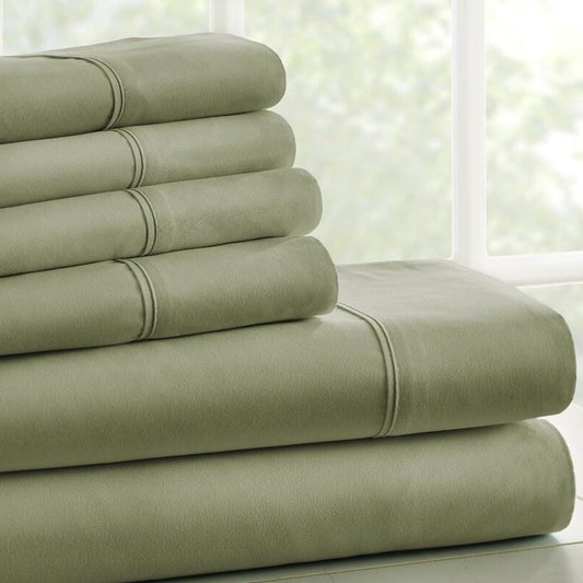 Twin XL, Sage 4 PCS Supreme Softness Wrinkle Resistant Microfiber/Polyester Sheet Set