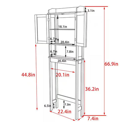 Over the Toilet Bathroom Storage Cabinet Shelving Unit in Grey Wood Finish