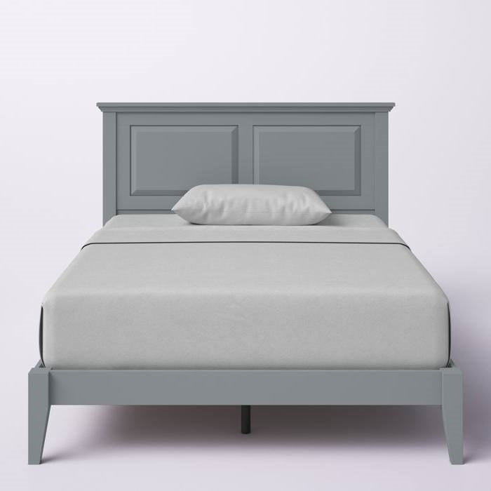 Full Size Retro Solid Oak Wooden Platform Bed in Grey
