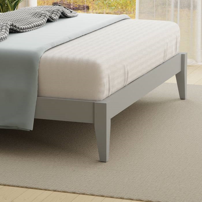 King Size Retro Solid Oak Wooden Platform Bed in Grey