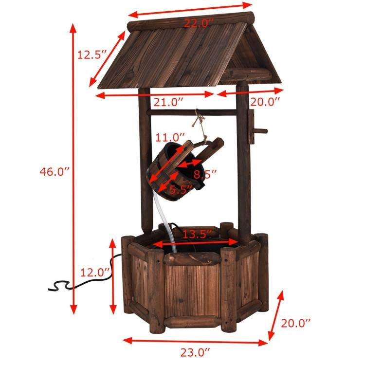 Outdoor 2-Tier Rustic Barrel Water Fountain with Submersible Pump