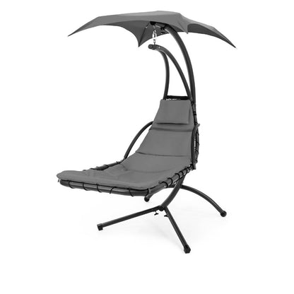Grey Single Person Modern Chaise Lounger Hammock Chair Porch Swing