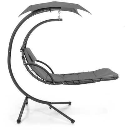 Grey Single Person Modern Chaise Lounger Hammock Chair Porch Swing