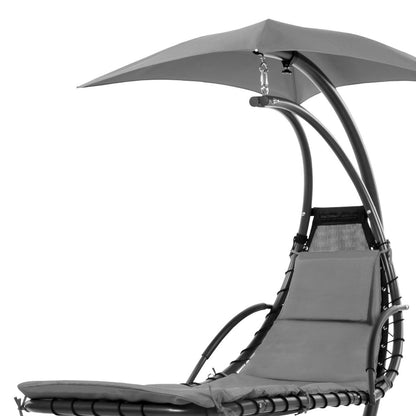 Grey Single Person Modern Chaise Lounger Hammock Chair Porch Swing
