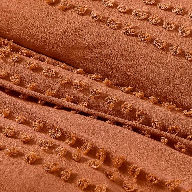 King Size 100% Cotton Boho Dot Comforter Set Burnt Orange
