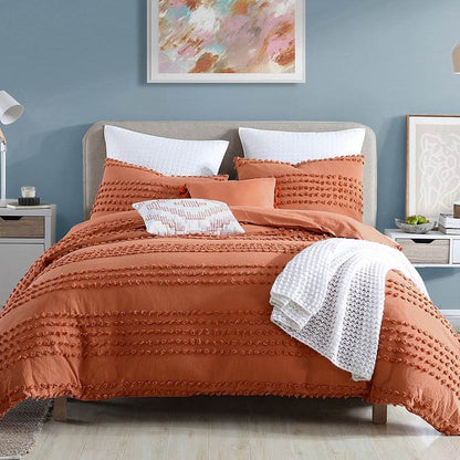 Full/Queen 100% Cotton Boho Dot Comforter Set Burnt Orange