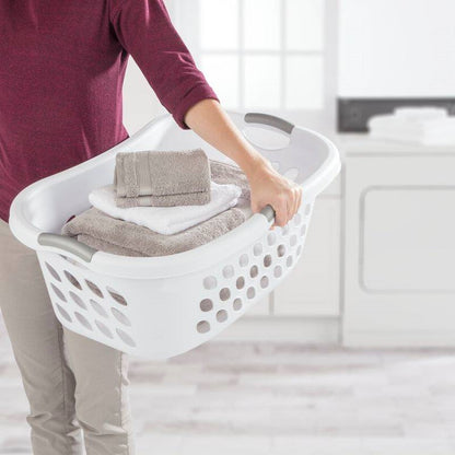 Set of 6 White Laundry Baskets w/ Carry Handles