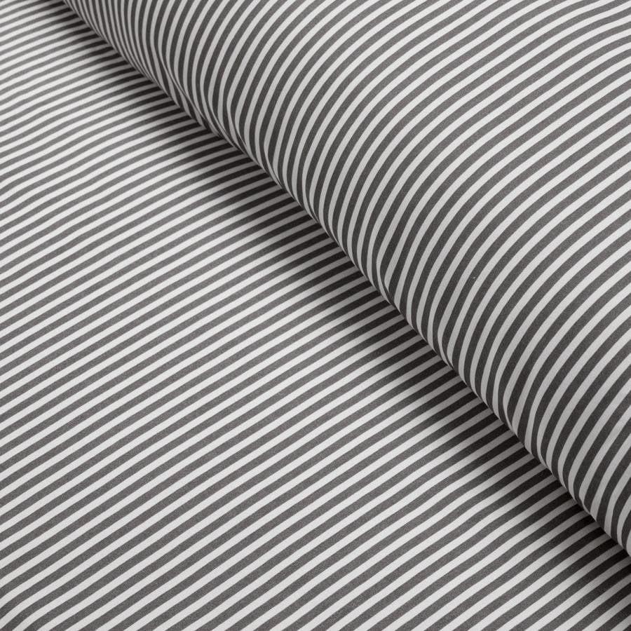 Full/Queen Grey White Stripe Ruffle Reversible 3 PCS Comforter Set