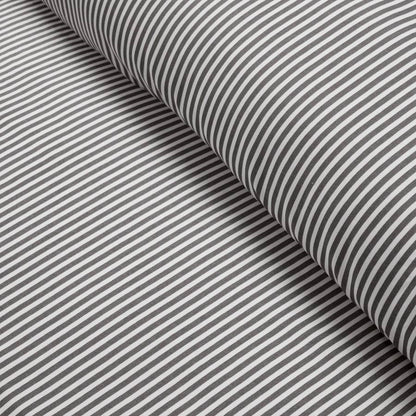 Full/Queen Grey White Stripe Ruffle Reversible 3 PCS Comforter Set