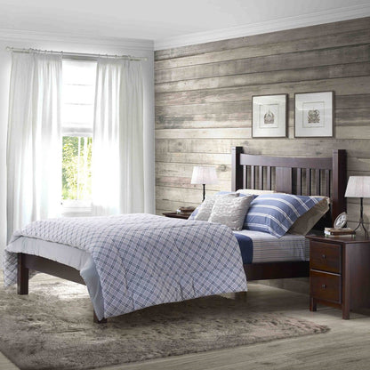 Queen Size FarmHouse Solid Wood Platform Bed in Cherry