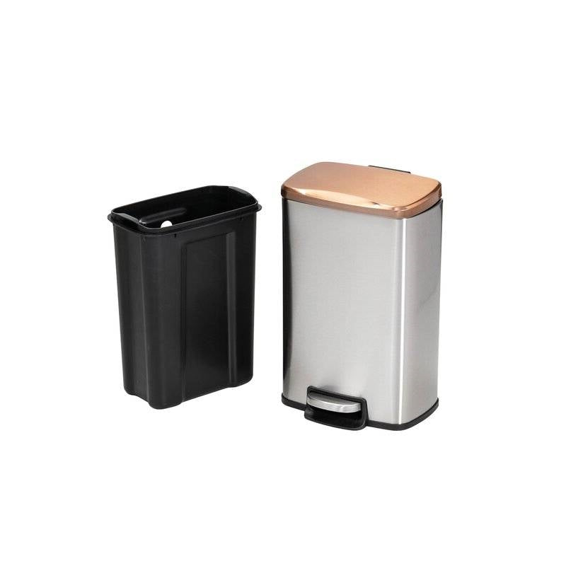 Set of 2 Stainless Steel Gold/Bronze Copper Top Step Trash Cans