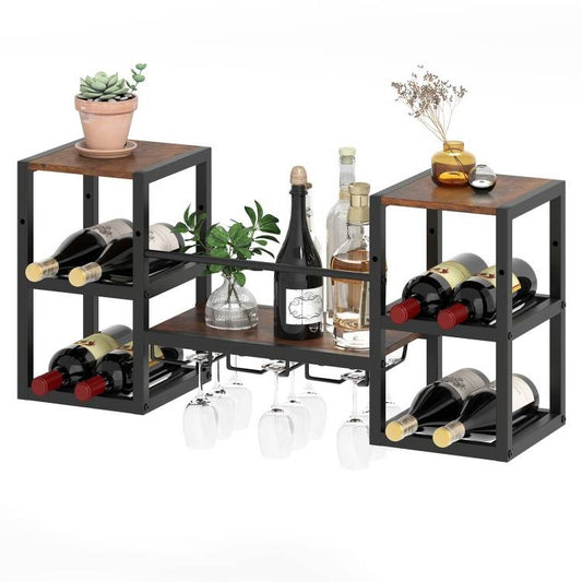 Heavy Duty Industrial Rustic Brown Wall Mounted Wine Rack