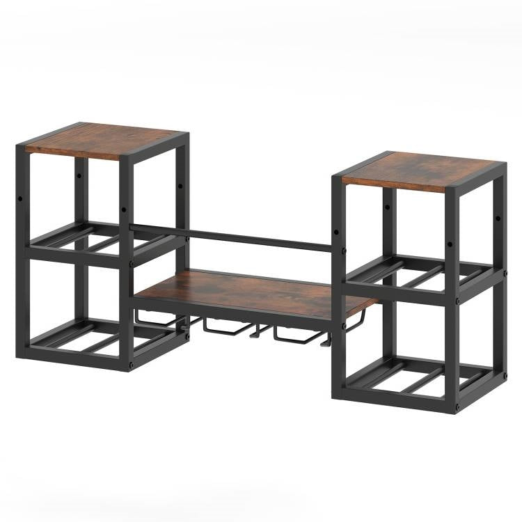 Heavy Duty Industrial Rustic Brown Wall Mounted Wine Rack