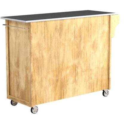 Stainless Steel Top Portable Kitchen Island Cart in White Finish