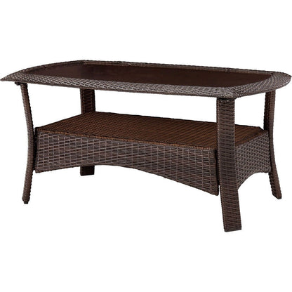 Brown Resin Wicker 6-Piece Patio Furniture Lounge Set with Red Seat Cushions