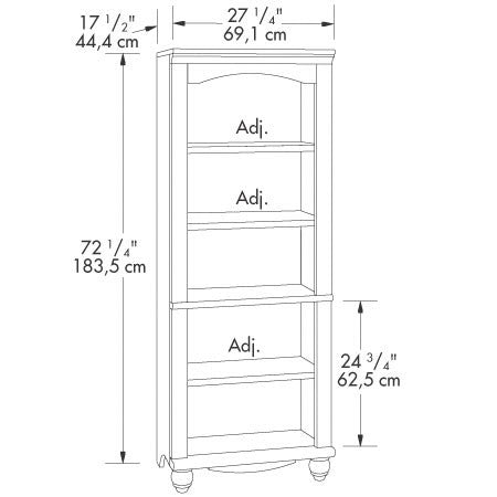 Elegant Display Shelf Bookcase with 5 Shelves in Antiqued White Wood Finish