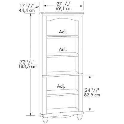 Elegant Display Shelf Bookcase with 5 Shelves in Antiqued White Wood Finish