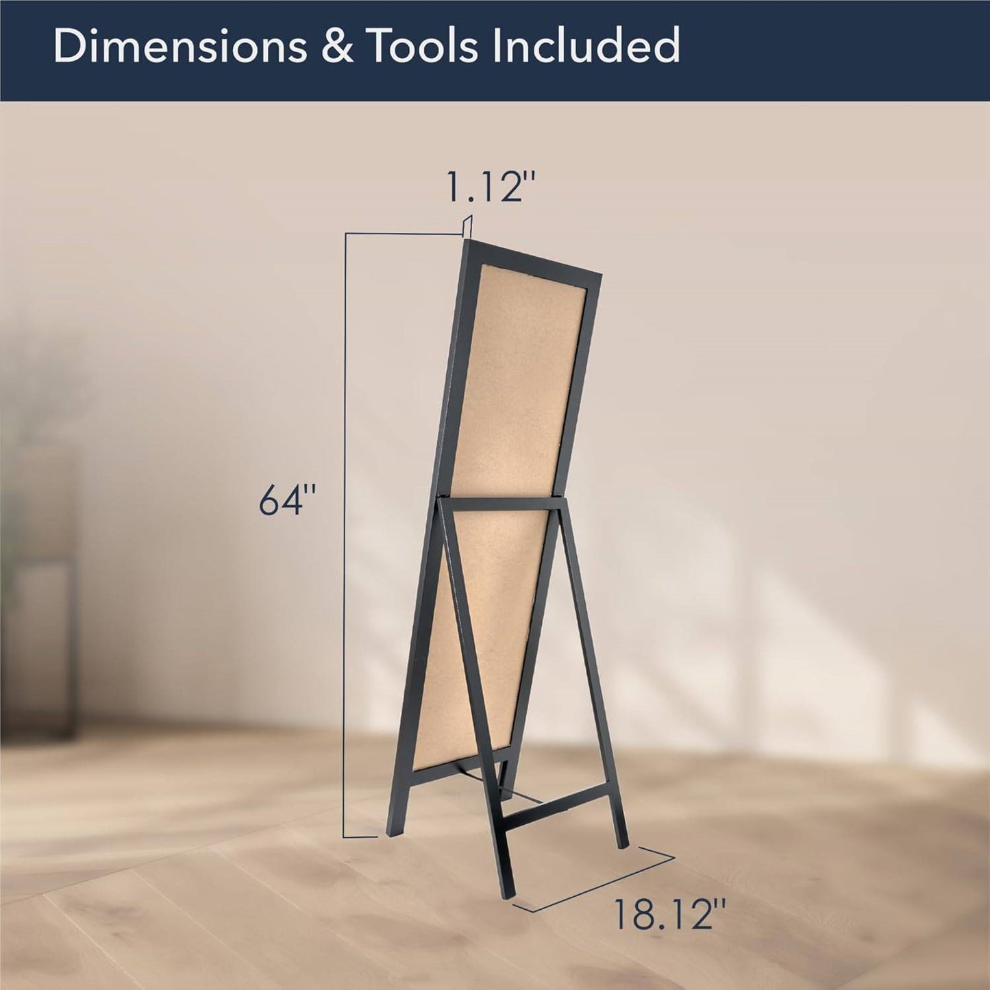 Contemporary Free-standing Floor Mirror in Espresso Wood Finish
