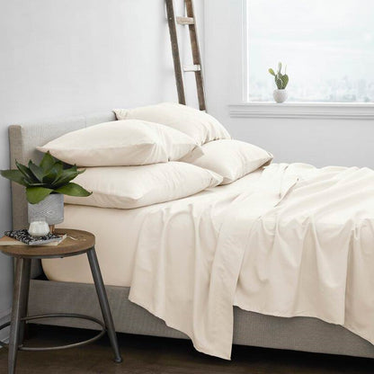King Size, Ivory 6 PCS Supreme Softness Wrinkle Resistant Microfiber/Polyester Sheet Set