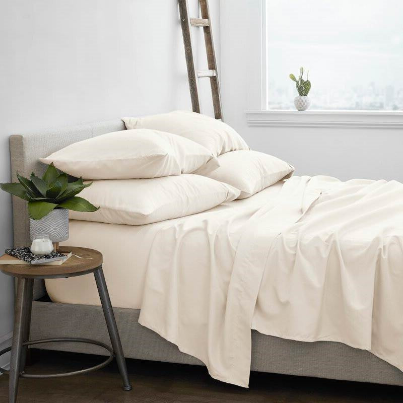 Twin XL, Ivory 4 PCS Supreme Softness Wrinkle Resistant Microfiber/Polyester Sheet Set