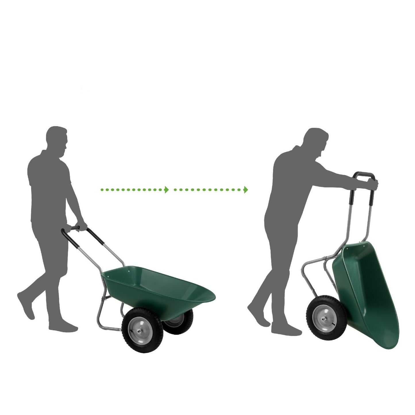 Heavy Duty Dual Wheel Multipurpose Rust Proof Wheelbarrow - Green