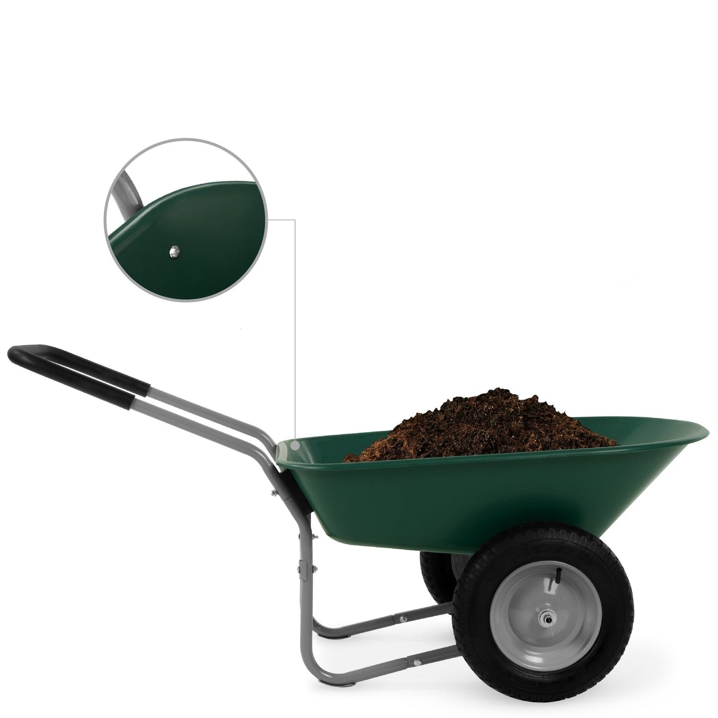 Heavy Duty Dual Wheel Multipurpose Rust Proof Wheelbarrow - Green