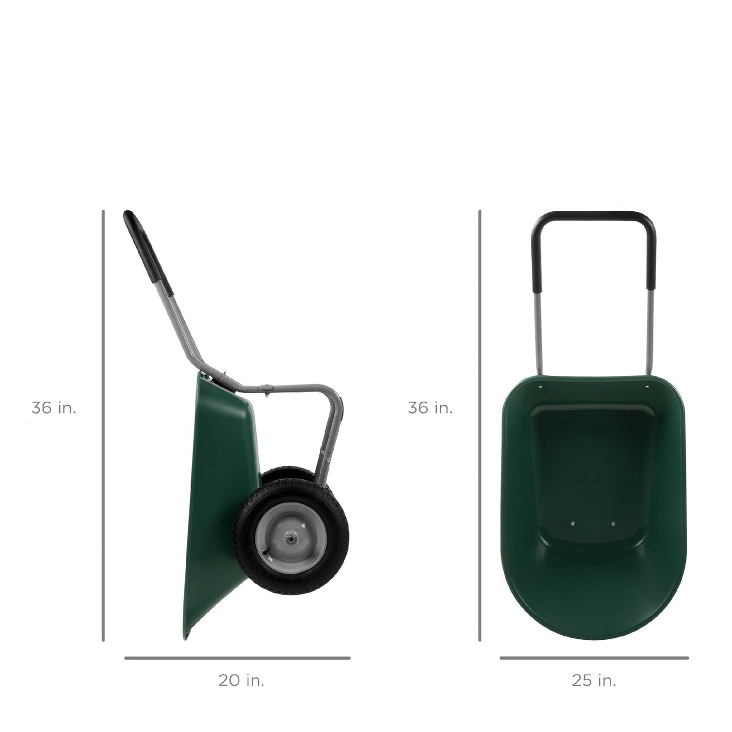 Heavy Duty Dual Wheel Multipurpose Rust Proof Wheelbarrow - Green