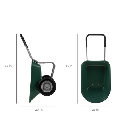 Heavy Duty Dual Wheel Multipurpose Rust Proof Wheelbarrow - Green