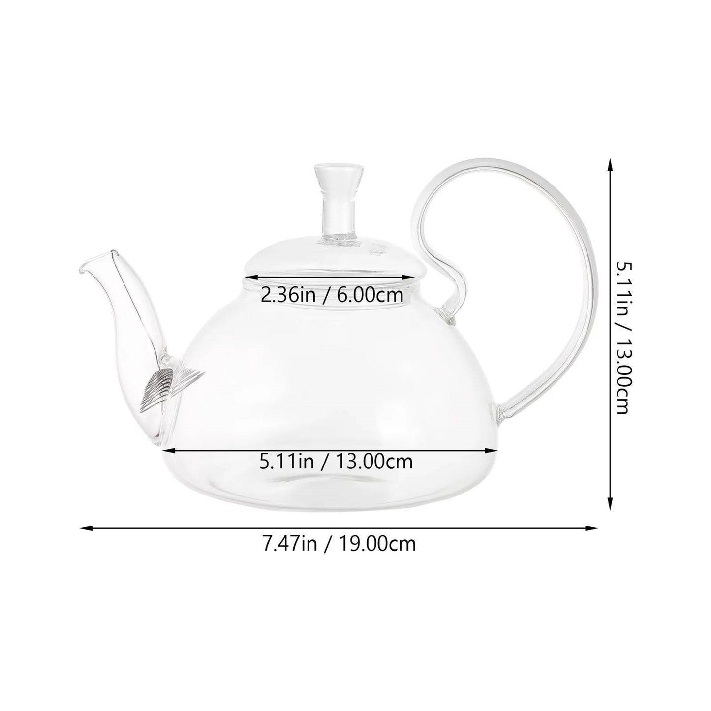 20 oz/600 ml Glass Teapot Removable Metal Spout Hanging Spring