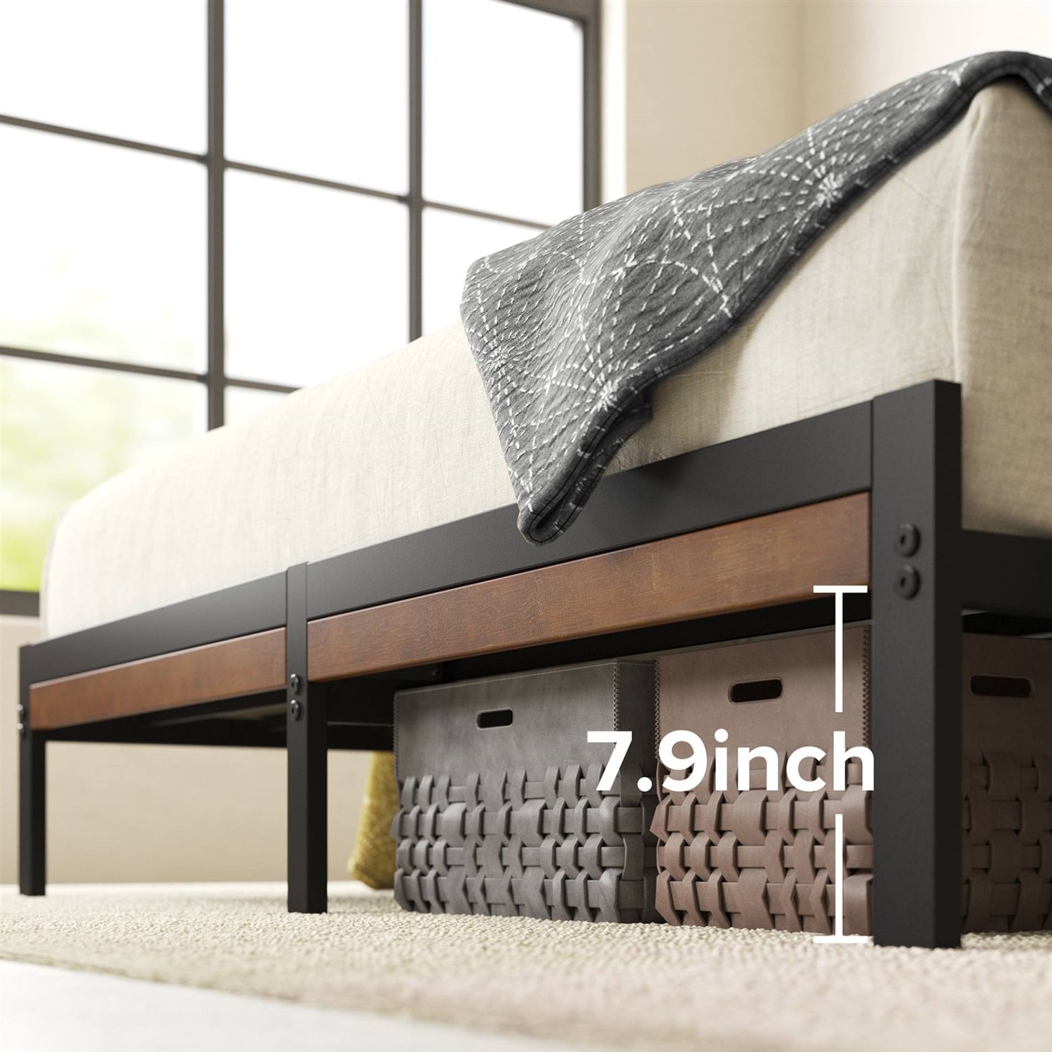 Full Size Eco Friendly Bamboo Metal Platform Bed Frame