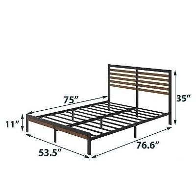 Full Size Eco Friendly Bamboo Metal Platform Bed Frame