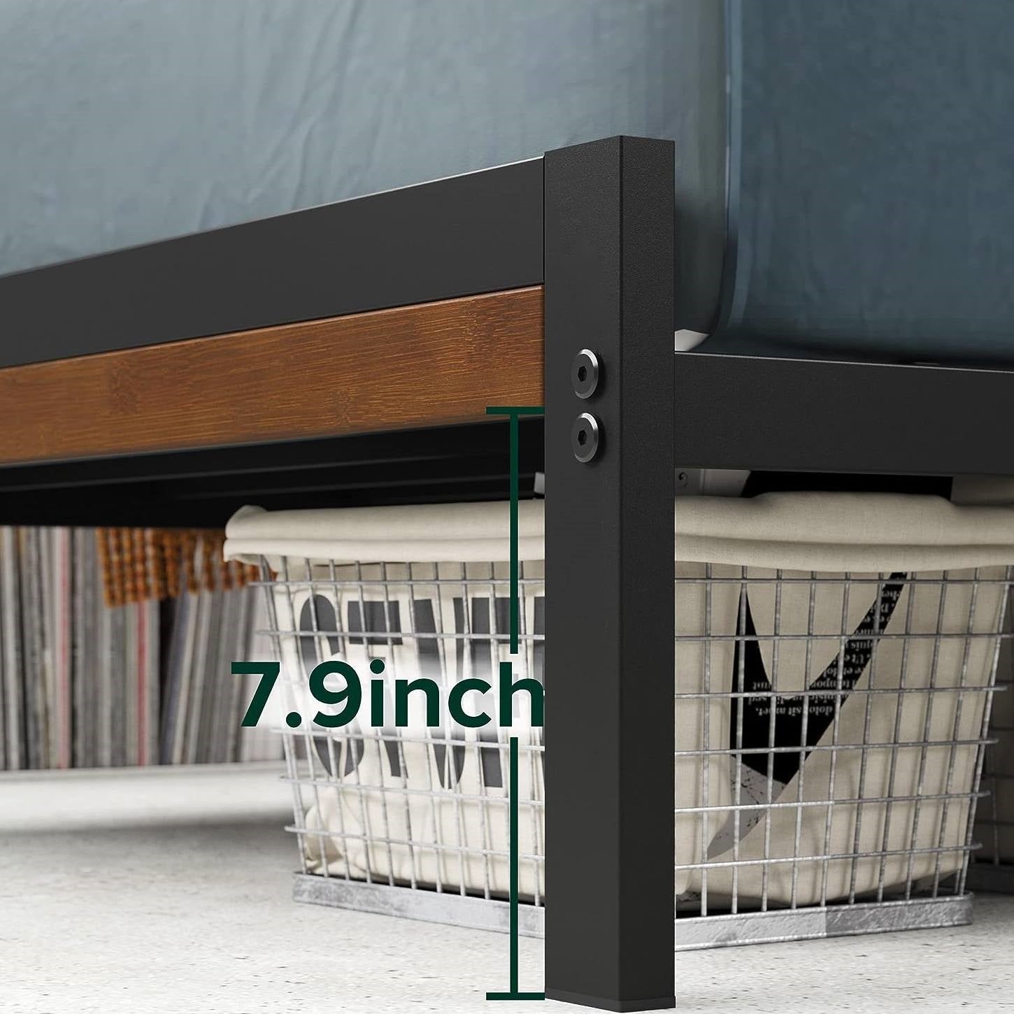 Twin Size Eco Friendly Bamboo Metal Platform Bed Frame