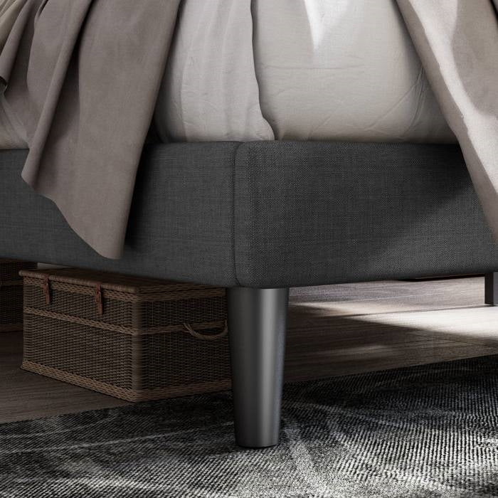 King Size Grey Tufted Upholstered Platform Bed Adjustable Headboard Height