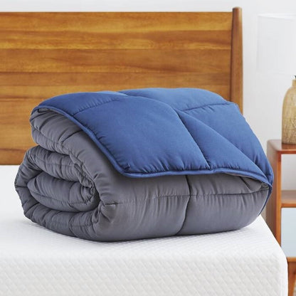 King Size All Seasons Plush Grey/Navy Reversible Polyester Down Alternative Comforter