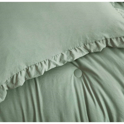 King Oversized Sage Ruffled Edge Microfiber Comforter Set