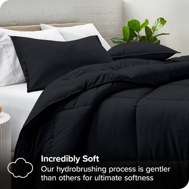 King/Cal King Size All Season Super Soft Down Alternative Comforter Set Black