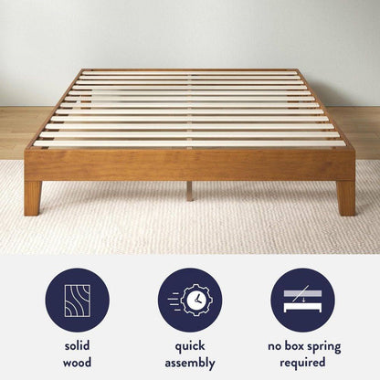 King size Modern Platform Bed Frame in Rustic Pine Finish