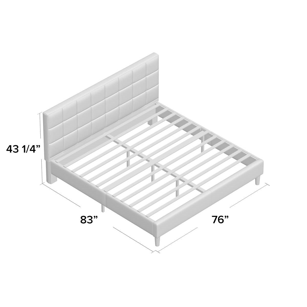 King size Dark Grey Upholstered Platform Bed with Headboard