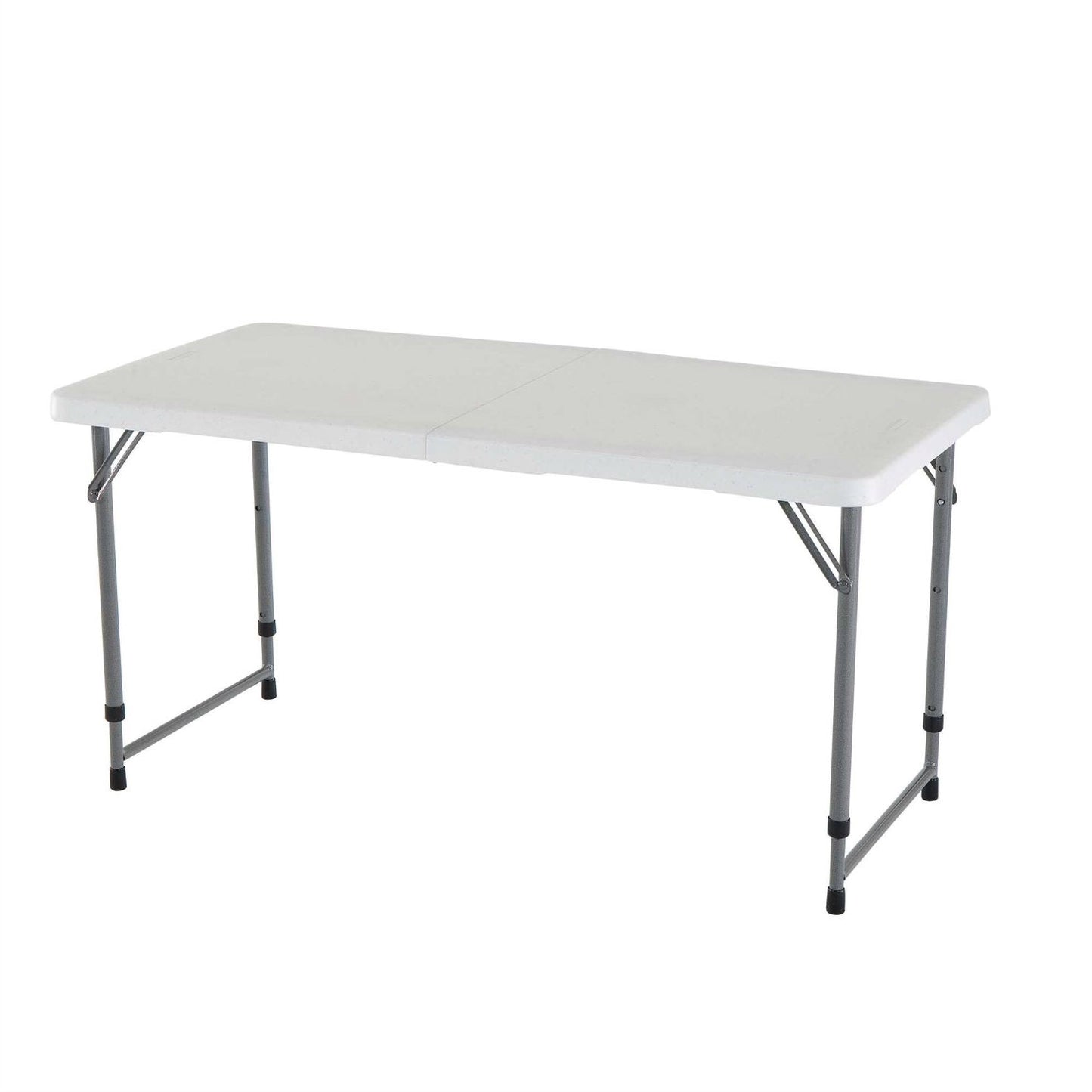Adjustable Height White HDPE Plastic Folding Table with Powder Coated Steel Frame