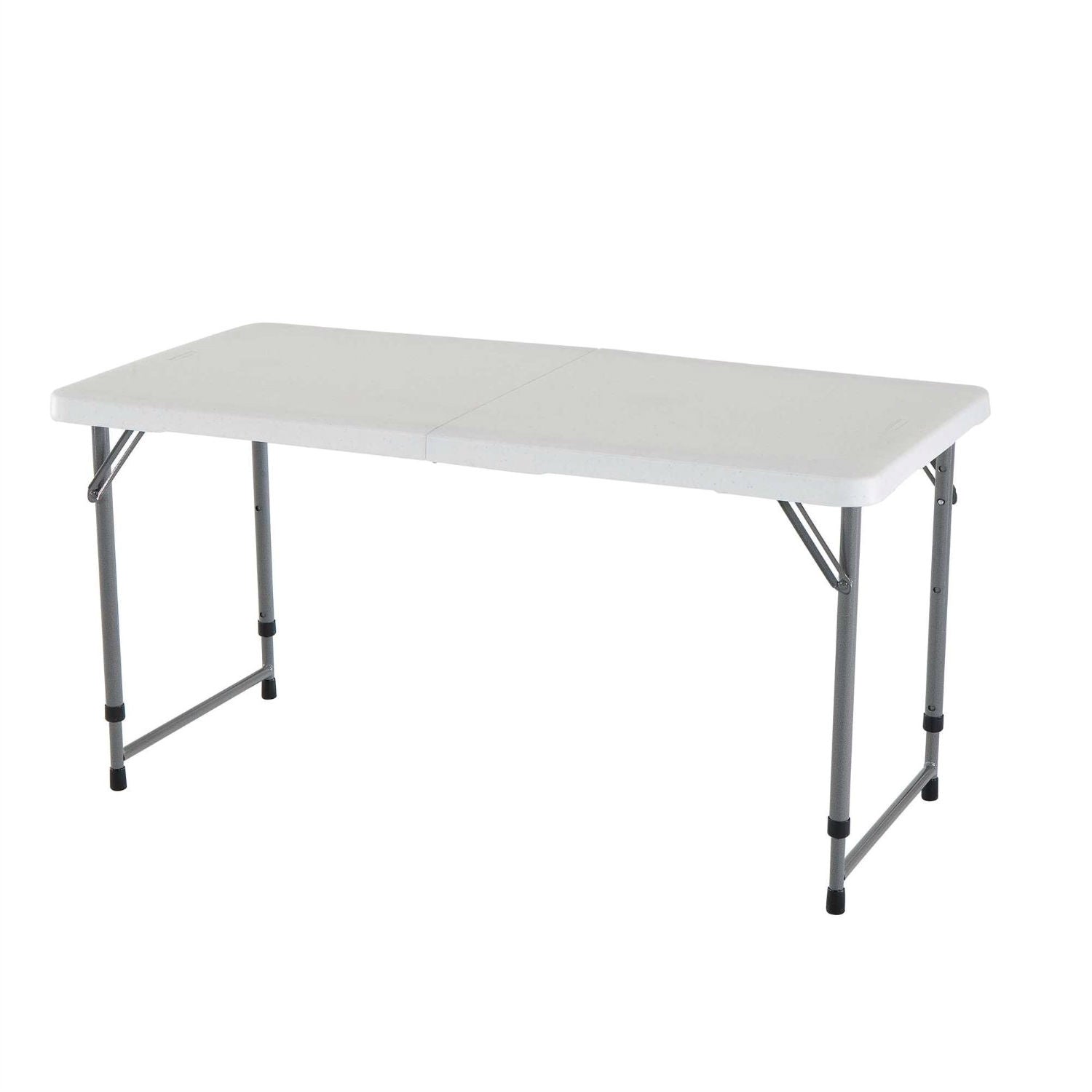 Adjustable Height White HDPE Plastic Folding Table with Powder Coated Steel Frame