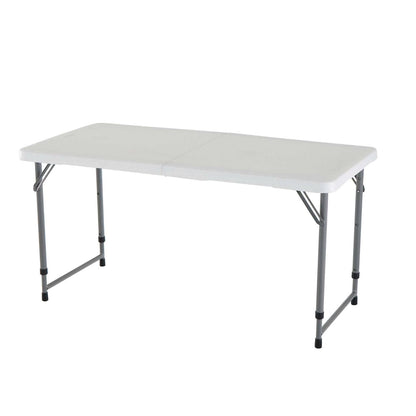 Adjustable Height White HDPE Plastic Folding Table with Powder Coated Steel Frame