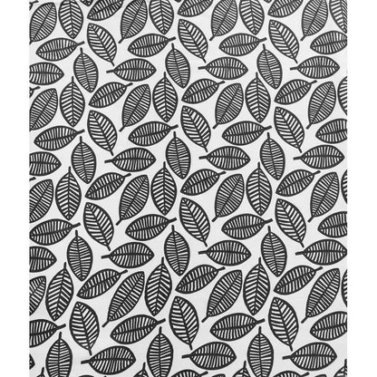 72-inch Black White Leaf Pattern Shower Curtain in 100-Percent Polyester Fabric