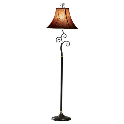 Contemporary 61-inch Tall Floor Lamp with Red and Gold Bell Shade