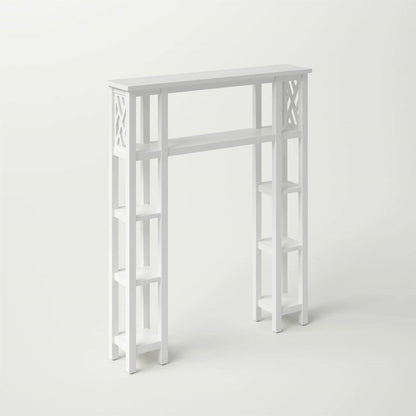 Over the Toilet Bathroom Shelving Unit with 9-Shelves in White Wood Finish